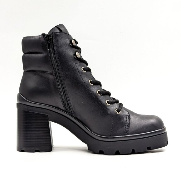 Jeffrey Campbell Women Hikes Black Leather Festival Platform Combat Boots size 7 - Picture 8 of 11